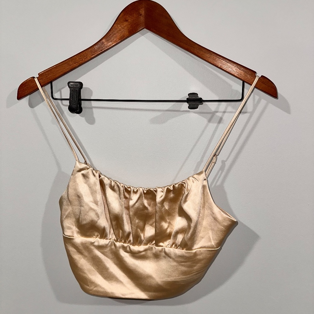 Zara Gold Satin crop top